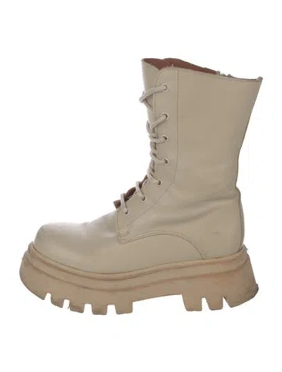 Pre-owned Alohas Leather Combat Boots In Neutral
