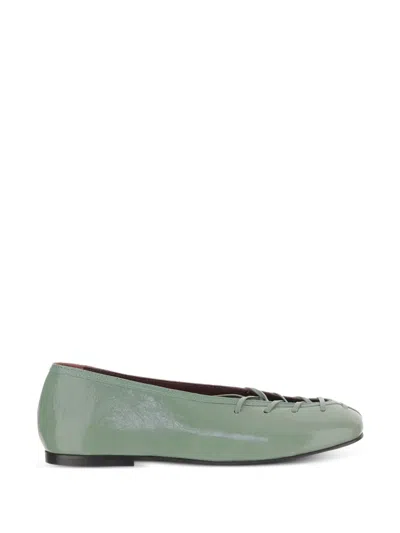 Alohas Leather Flat Pumps In Green