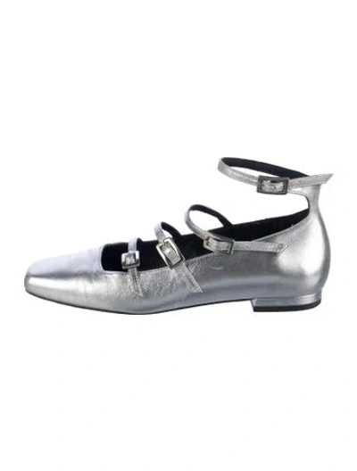 Pre-owned Alohas Leather Flats In Silver