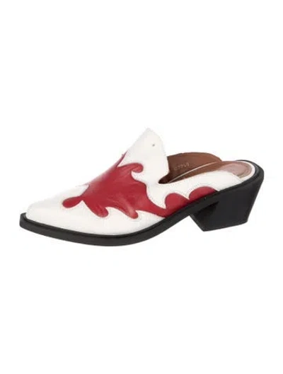 Pre-owned Alohas Leather Graphic Print Mules In Red