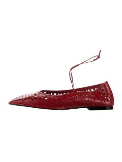 Pre-owned Alohas Leather Lace Pattern Ballet Flats In Red
