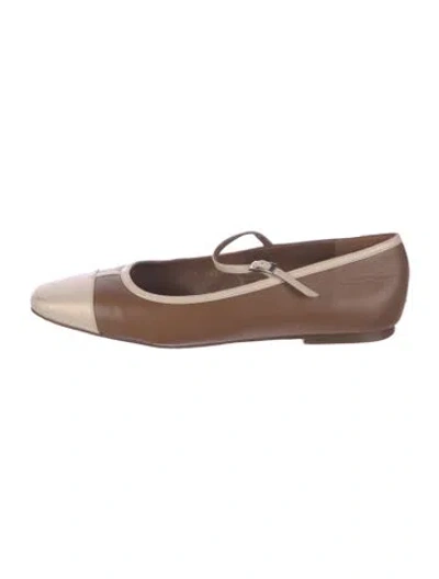 Pre-owned Alohas Leather Mary Jane Flats In Brown