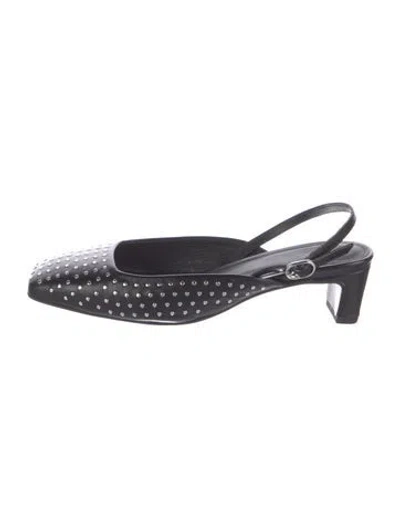 Pre-owned Alohas Leather Patterned Slingback Pumps In Black