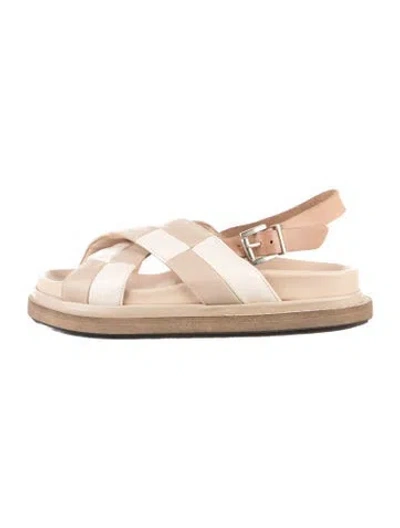 Pre-owned Alohas Leather Printed Slingback Sandals In Neutral