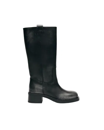 Alohas Leather Riding Boot In Black