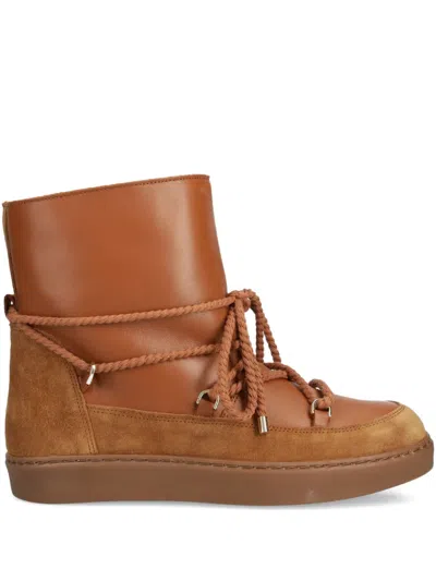 Alohas Leather Rope-laced Snow Boots In Brown