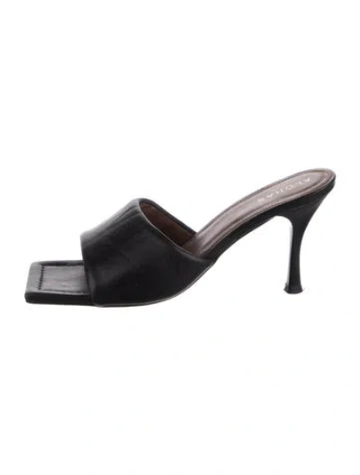 Pre-owned Alohas Leather Slides In Black