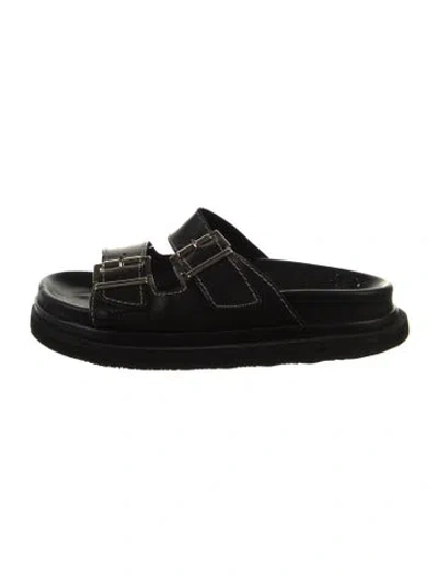 Pre-owned Alohas Leather Slides In Black