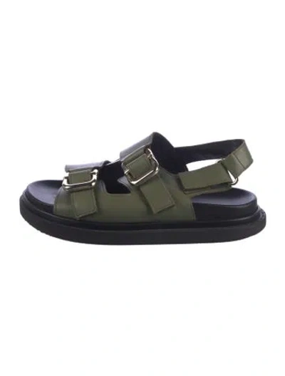 Pre-owned Alohas Leather Slides In Black