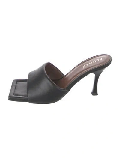 Pre-owned Alohas Leather Slides In Black