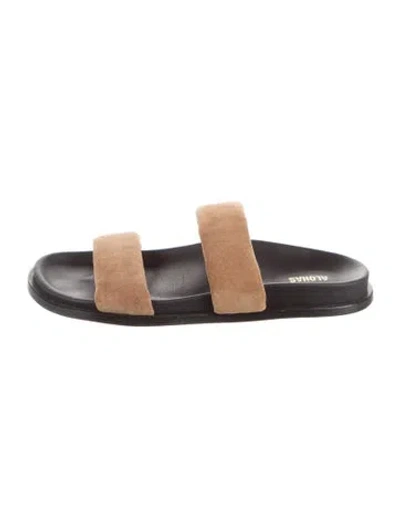 Pre-owned Alohas Leather Slides In Black