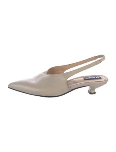 Pre-owned Alohas Leather Slingback Flats In Neutrals