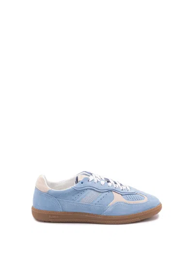 Alohas Light Blue Suede Sneakers With Cream Accents And Contrast Details