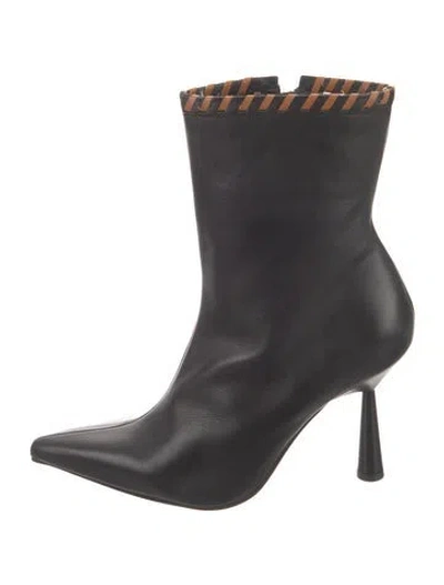 Pre-owned Alohas Leather Whipstitch Trim Boots In Black