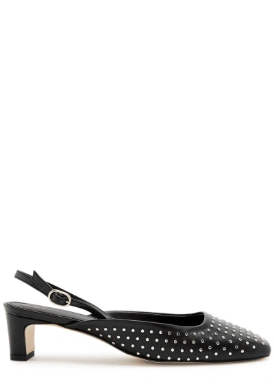 Alohas Lindy 50 Studded Leather Slingback Pumps In Black