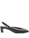 Alohas Lindy 50 Studded Leather Slingback Pumps In Black