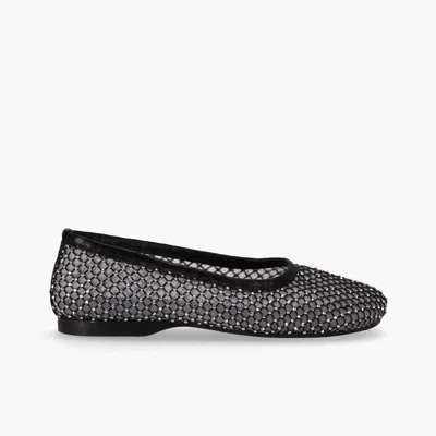 ALOHAS LORAIN MESH GLOW BLACK LEATHER BALLET FLATS