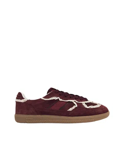 Alohas Low-profile Suede Sneakers With Intricate Crochet Detailing In Burgundy