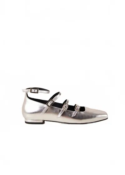 Alohas Luke Shimmer Leather Ballet Flats In Silver