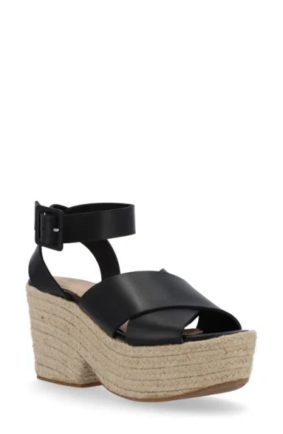 Alohas Lyla Ankle Strap Espadrille Platform Sandal In Black