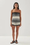 Alohas Maia Striped Strapless Top In Black And Creme, Women's At Urban Outfitters In Black