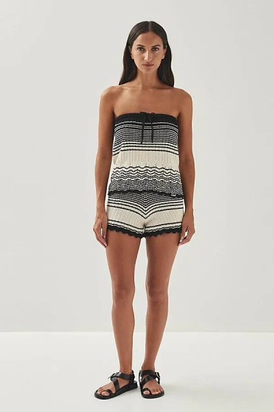 Alohas Maia Striped Strapless Top In Black And Creme, Women's At Urban Outfitters