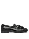 Alohas Marietta Onix Black Leather Loafers In Black