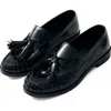 Alohas Marietta Onix Black Leather Loafers In Black