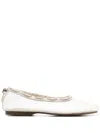Alohas Gill Mesh Leather Ballet Flats In 白色