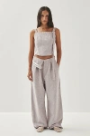 Alohas Moca Linen Foldover Pant In Brown, Women's At Urban Outfitters In Gray