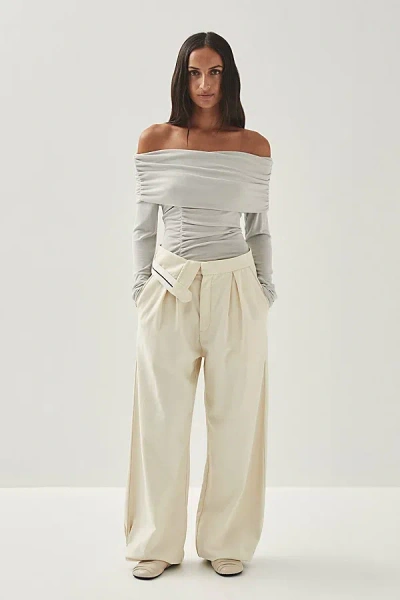 Alohas Moca Linen Foldover Pant In Natural, Women's At Urban Outfitters In Neutral
