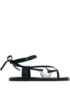 Alohas Morosia Leather Thong Sandals With Metal Ring