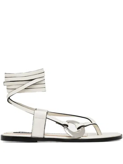 Alohas Morosia Leather Ankle-tie Sandals In White