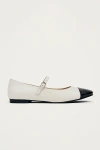 Alohas Musa Mary Jane Cap Toe Flat In Bicolor Black Cream