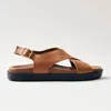 Alohas Nico Black Leather Sandals In Tan