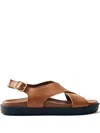 Alohas Nico Black Leather Sandals In Brown