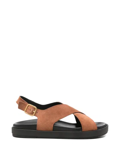 Alohas Nico Crossover-strap Buckle-fastening Sandals In Brown