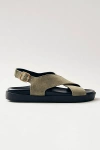 Alohas Nico Suede Brown Leather Sandals In Suede Khaki