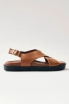 Alohas Nico Black Leather Sandals In Tan