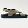 Alohas Nico Suede Brown Leather Sandals In Suede Khaki