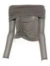 Alohas Off-shoulder Ruched Top In Brown