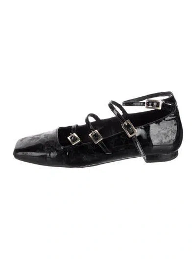 Pre-owned Alohas Patent Leather Flats In Black