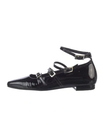 Pre-owned Alohas Patent Leather Mary Jane Flats In Black