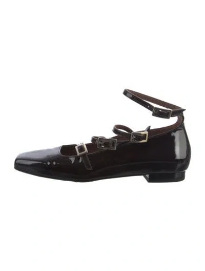 Pre-owned Alohas Patent Leather Mary Jane Flats In Brown