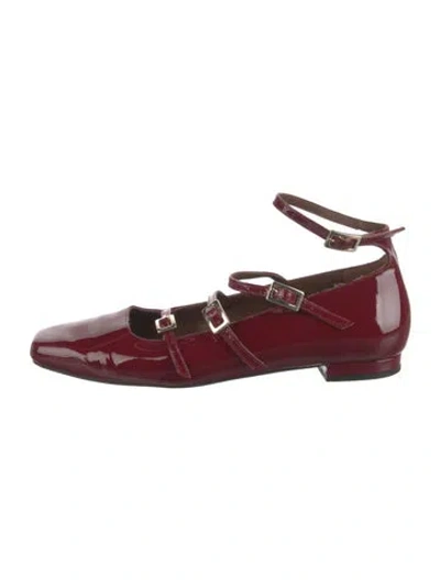 Pre-owned Alohas Patent Leather Mary Jane Flats In Burgundy