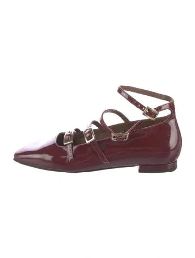 Pre-owned Alohas Patent Leather Mary Jane Flats In Red