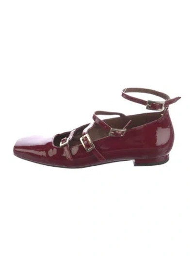 Pre-owned Alohas Patent Leather Mary Jane Flats In Red