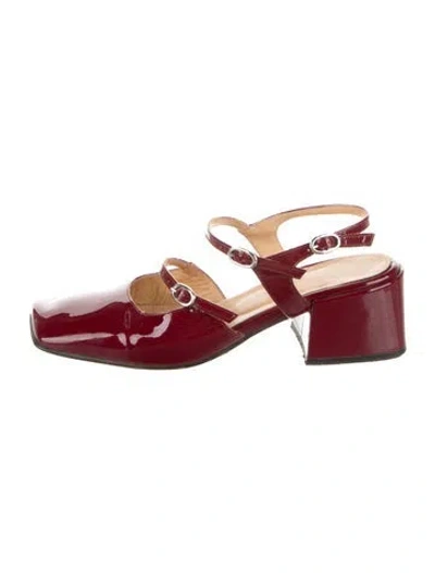 Pre-owned Alohas Patent Leather Slingback Pumps In Burgundy