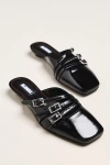 Alohas Penelope Onix Black Leather Kitten-heel Mules In Black