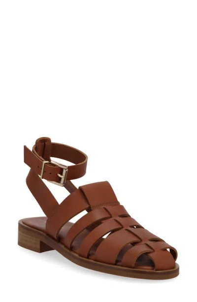 Alohas Perry Ankle Strap Fisherman Sandal In Tan